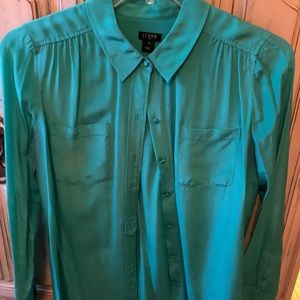 J Crew silk, long sleeved, button down blouse